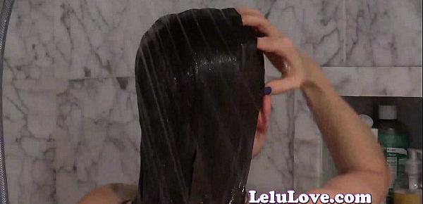  Girl washing a big fresh cumshot out of her hair
